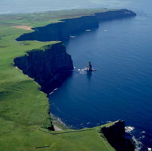 Ariel view of the Cliffs of Moher